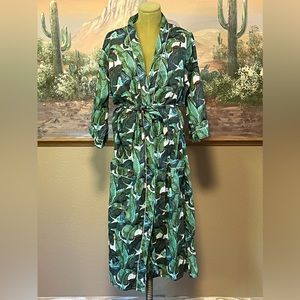 BANANA LEAF PRINT COTTON ROBE